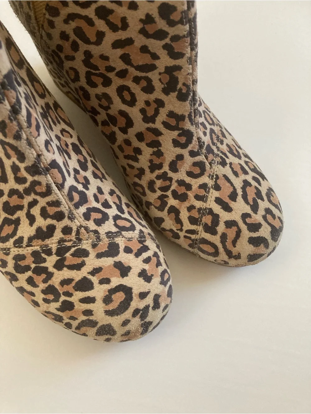 Toms Kelsey Leopard Print Wedge Ankle Booties
